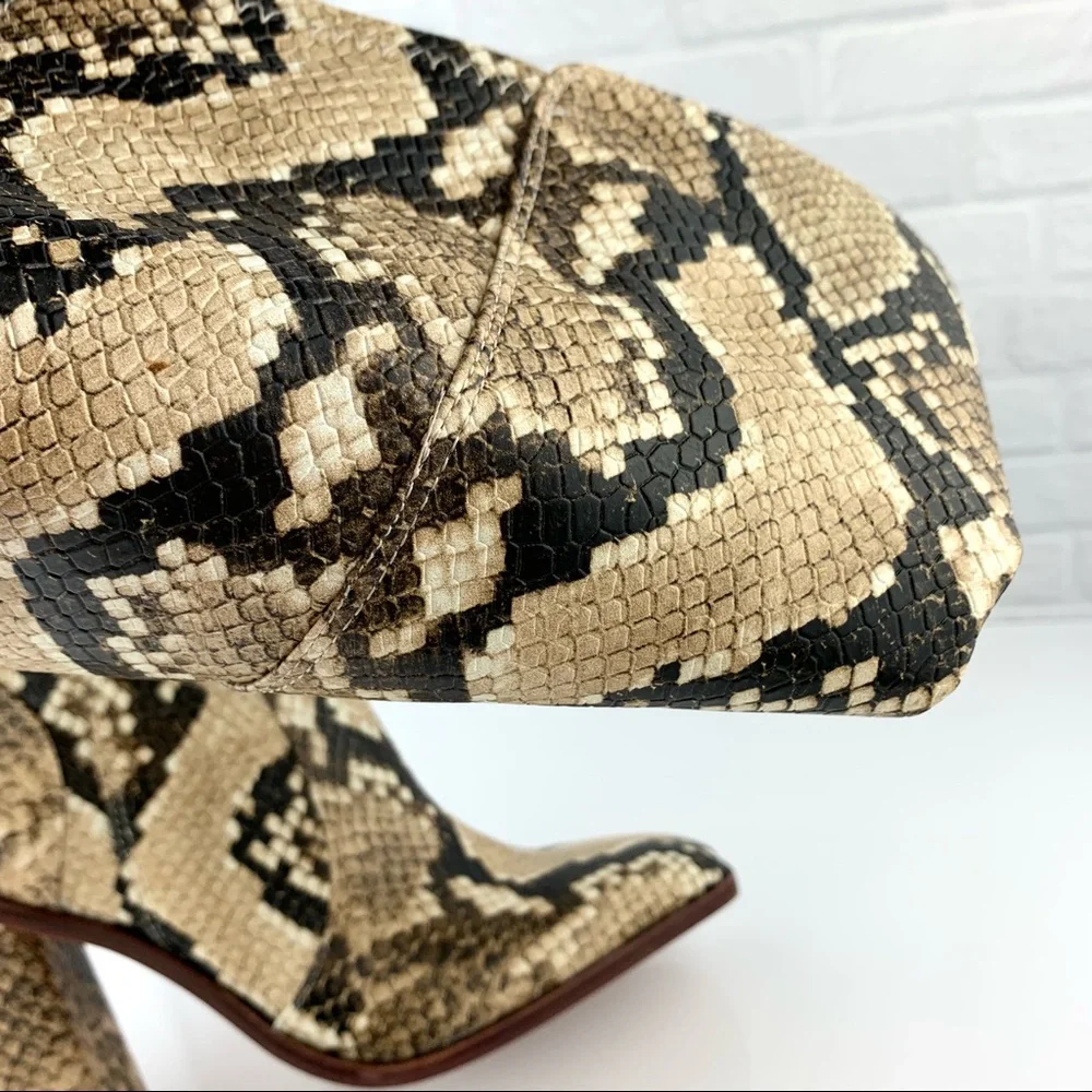 NEW! Vince Camuto Dreven Over The Knee Snake Square Heel Boots Shortbread